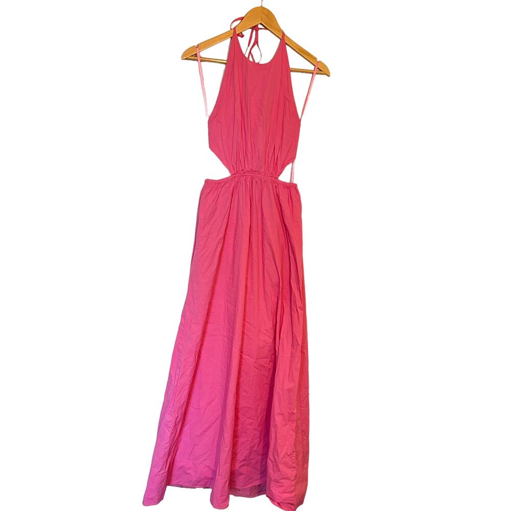 Staud Dress Apfel Halter Maxi Side Cutouts Sleeveless Pink Size S - Picture 4 of 14